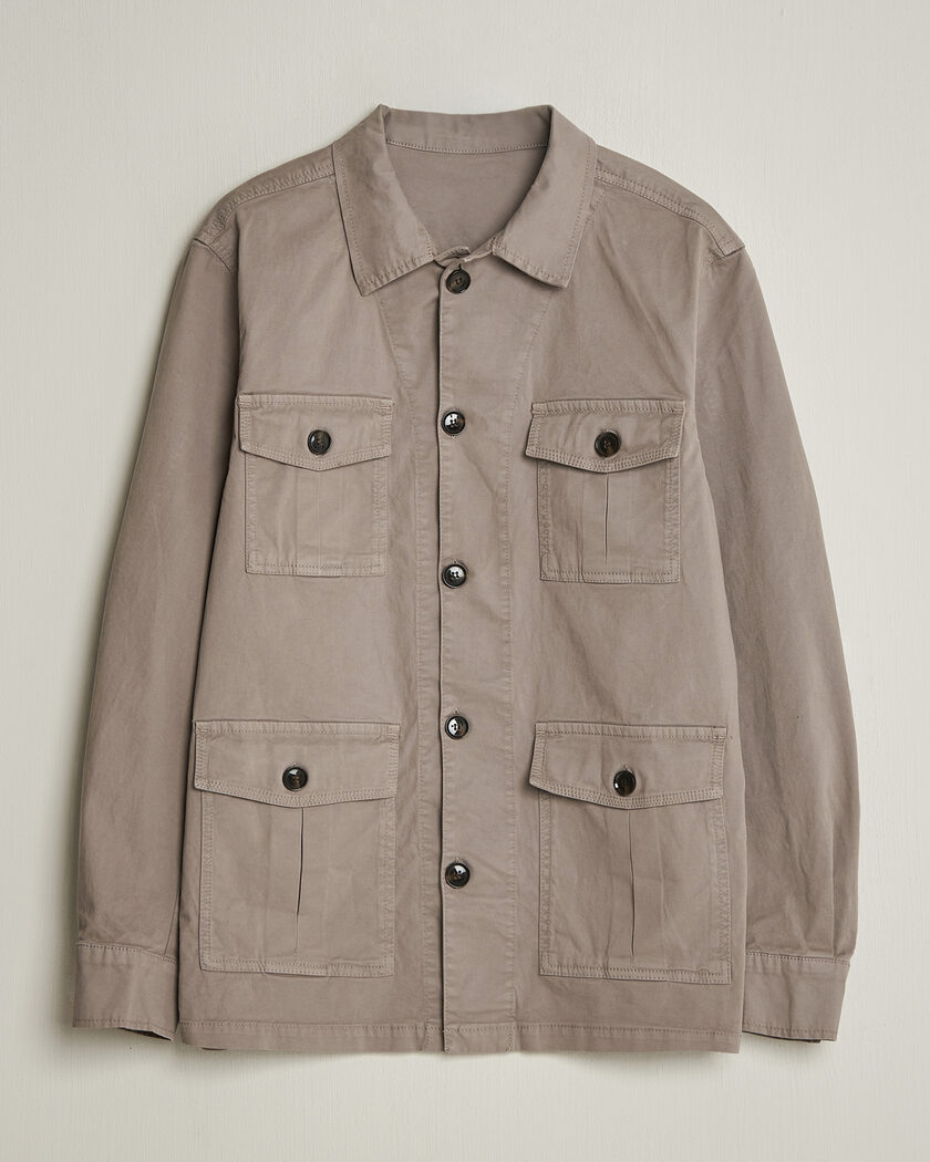 Oscar Jacobson Safari Cotton Shirt Jacket Grey – Grijs