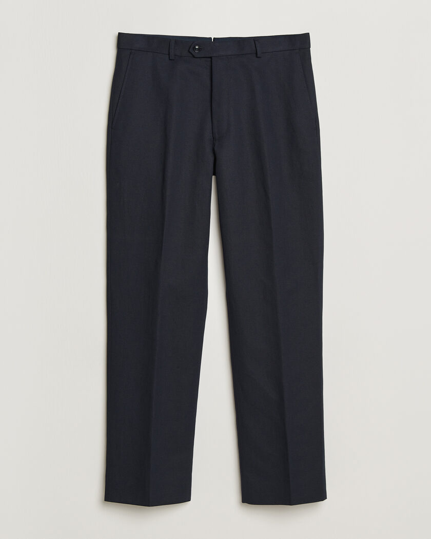 Oscar Jacobson Del Cotton/Linen Trousers Navy – Bleu