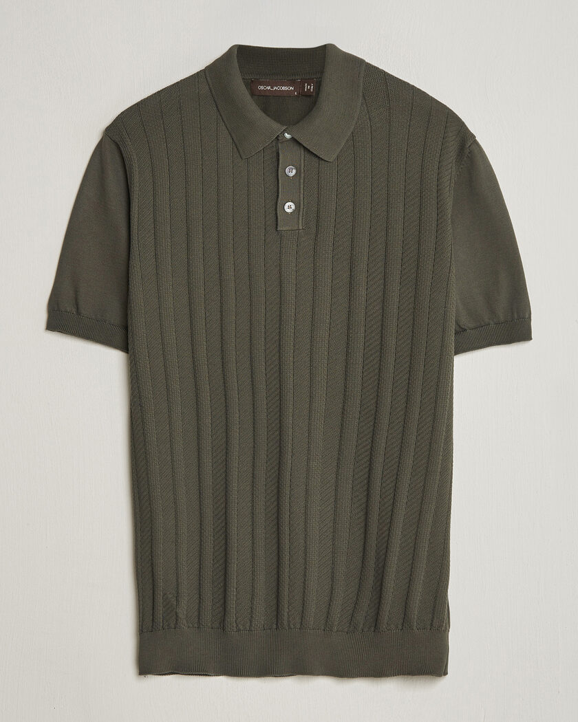 Oscar Jacobson Barto Structured Cotton Polo Green – Vert