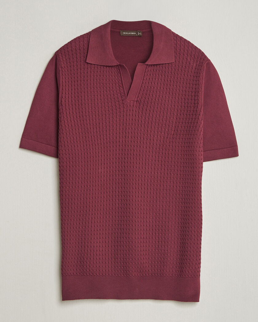 Oscar Jacobson Alf Structured Cotton Polo Wine Red – Rouge