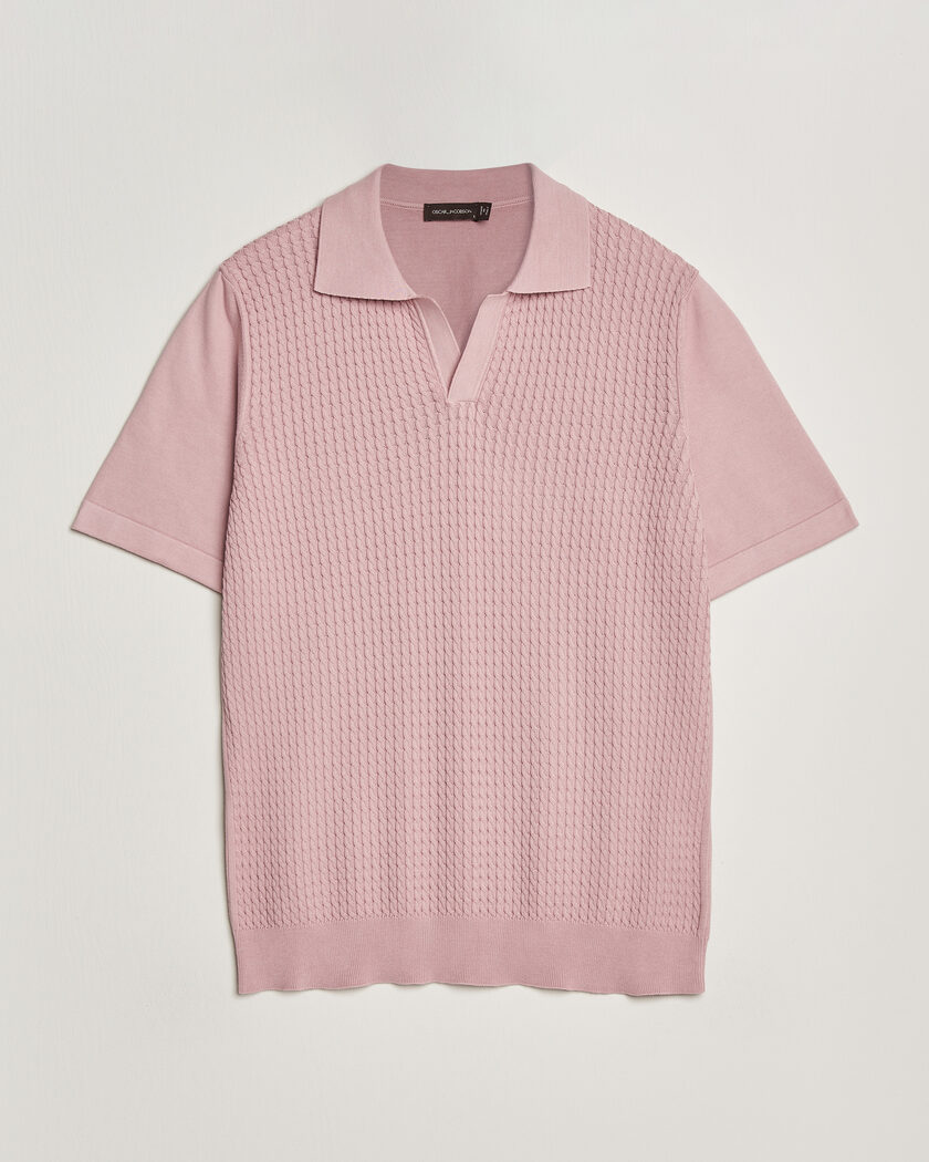 Oscar Jacobson Alf Structured Cotton Polo Pink – Rose