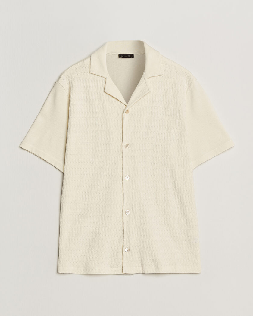 Oscar Jacobson Kirk Knitted Short Sleeve Shirt Off White – Blanc