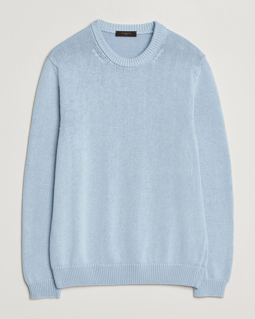 Zanone Soft Cotton Crew Neck Sweater Sky Blue – Blauw
