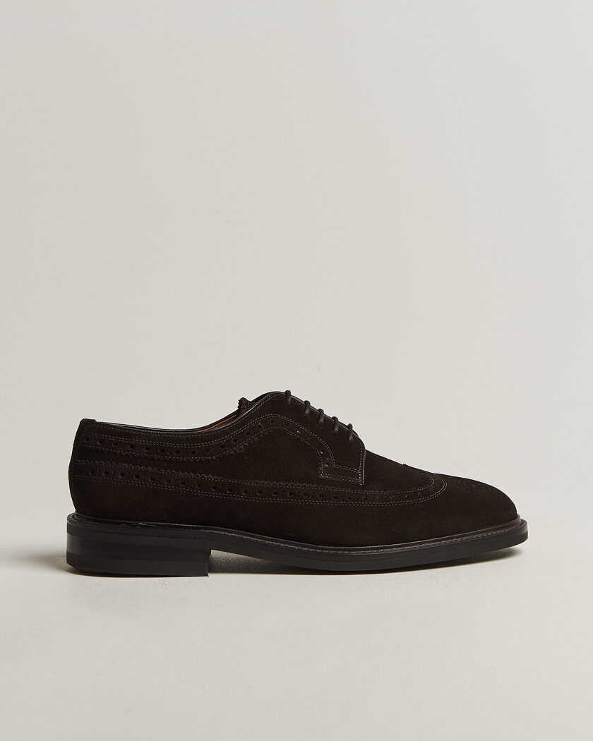 Loake Shoemakers Sovereign Longwing Suede Derby Dark Brown – Marron