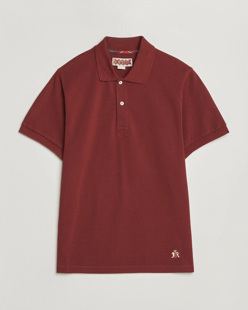 Baracuta Tartan Placket Piquet Polo Oxblood – Rouge