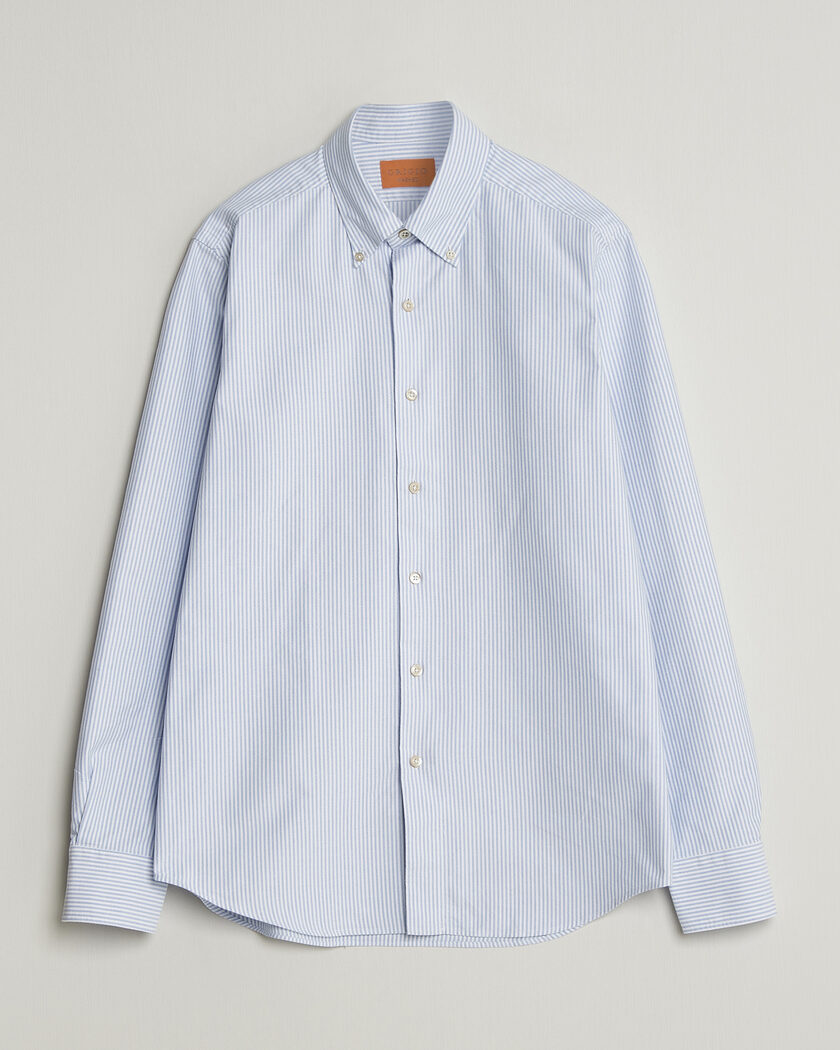 Grigio Oxford Button Down Shirt Light Blue Stripe – Blauw