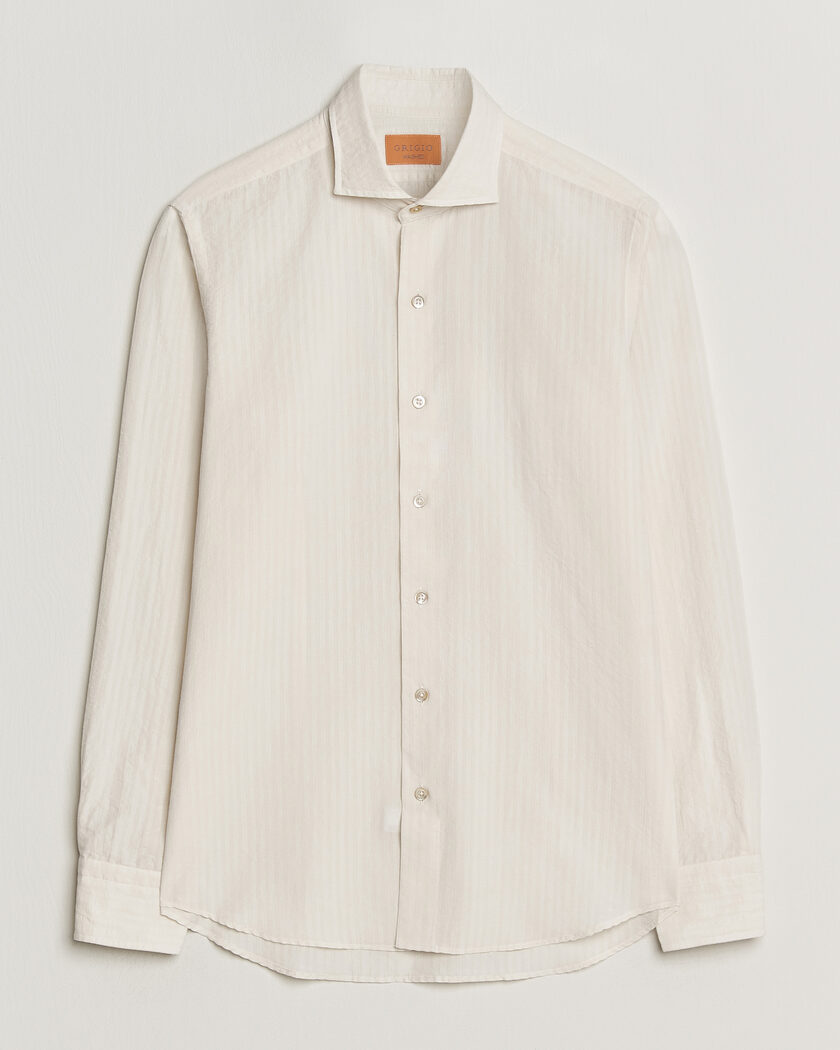 Grigio Cotton/Linen Seersucker Shirt Off White – Wit