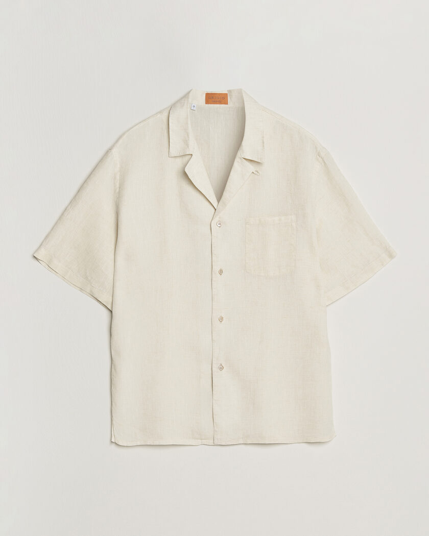 Grigio Linen Camp Collar Shirt White – Blanc