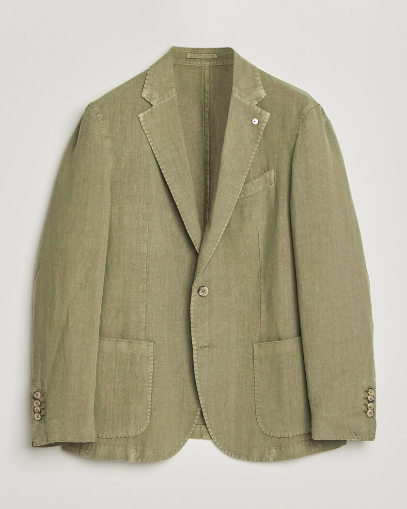 L.B.M. 1911 Jack Regular Fit Linen Blazer Olive – Groen
