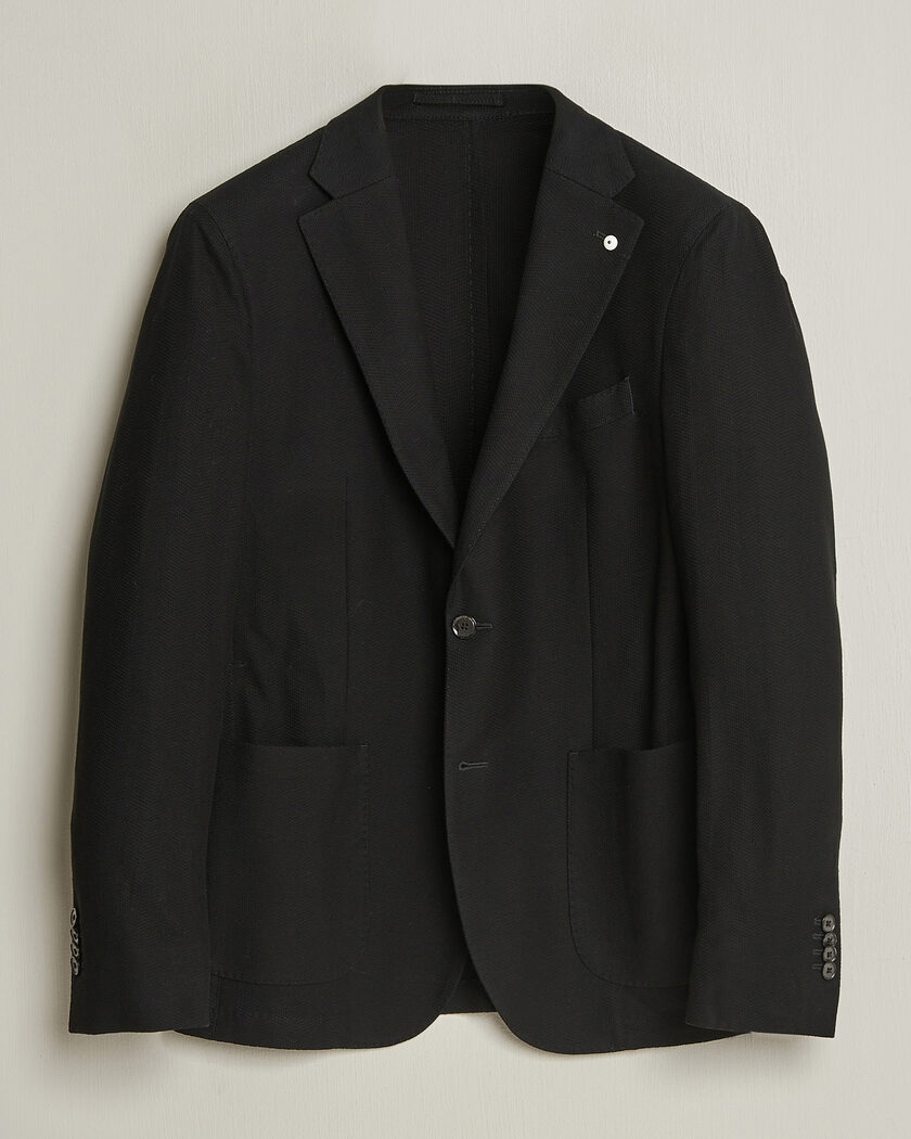 L.B.M. 1911 Jack Herringbone Cotton Blazer Black – Zwart