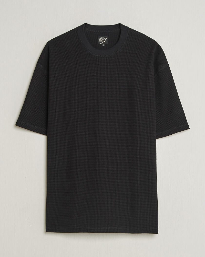 orSlow Waffle Cotton T-Shirt Black – Zwart