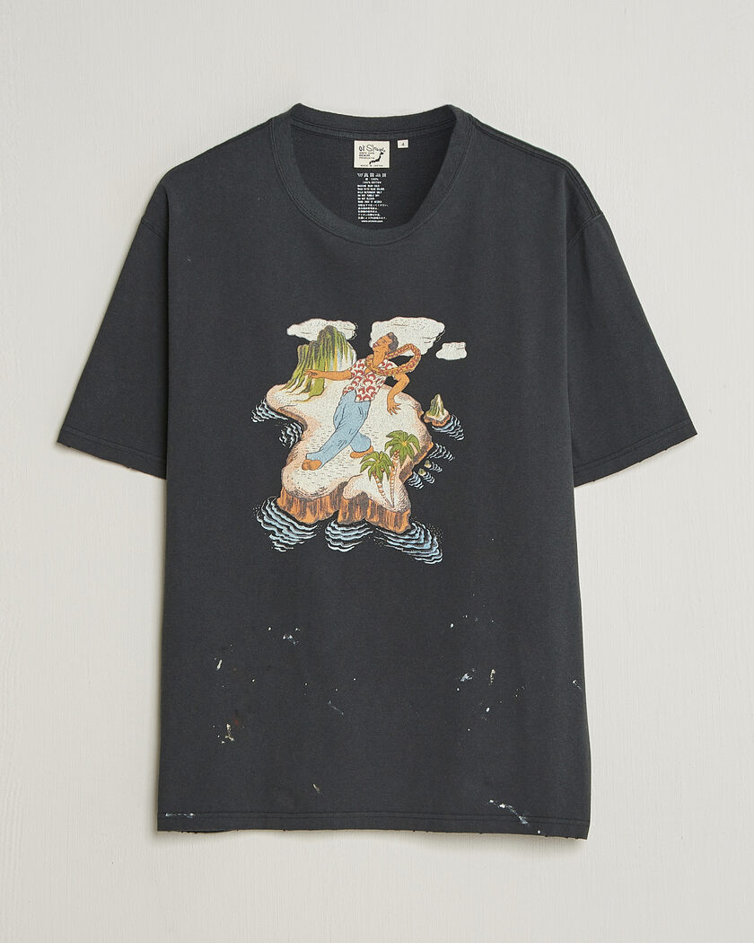 orSlow Vintage Hawaiian Print T-Shirt Black – Zwart