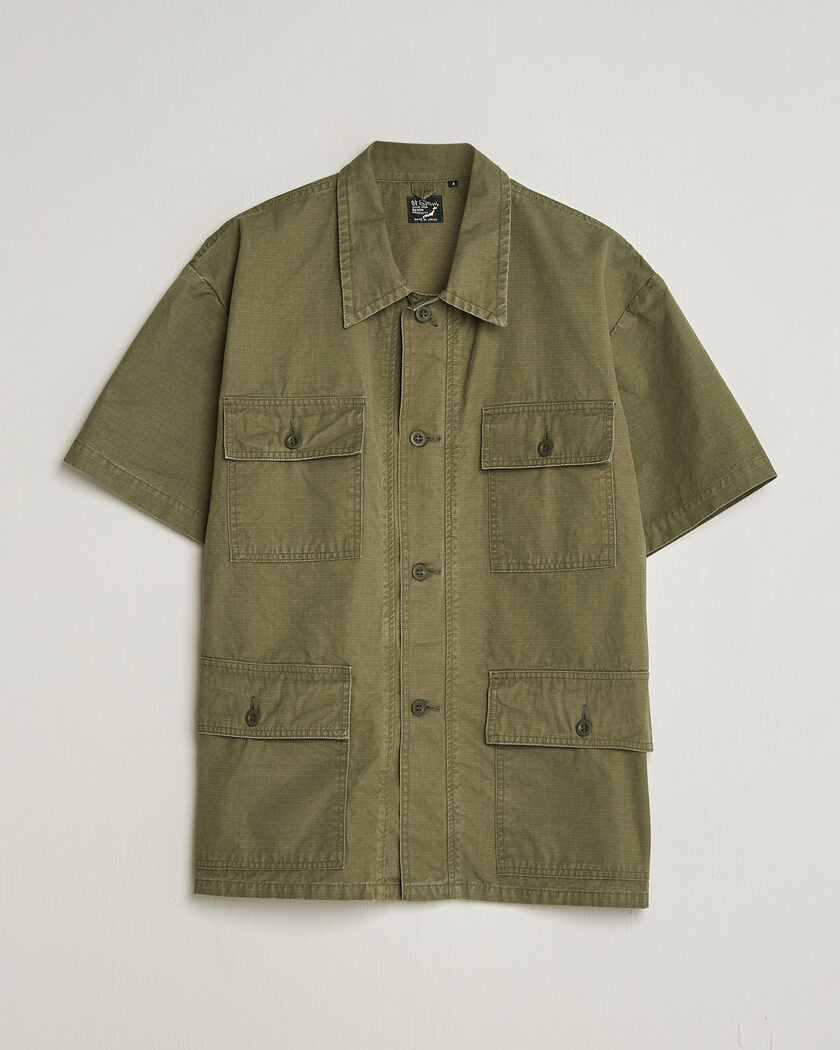 orSlow Short Sleeve Utility Shirt Army Green – Groen