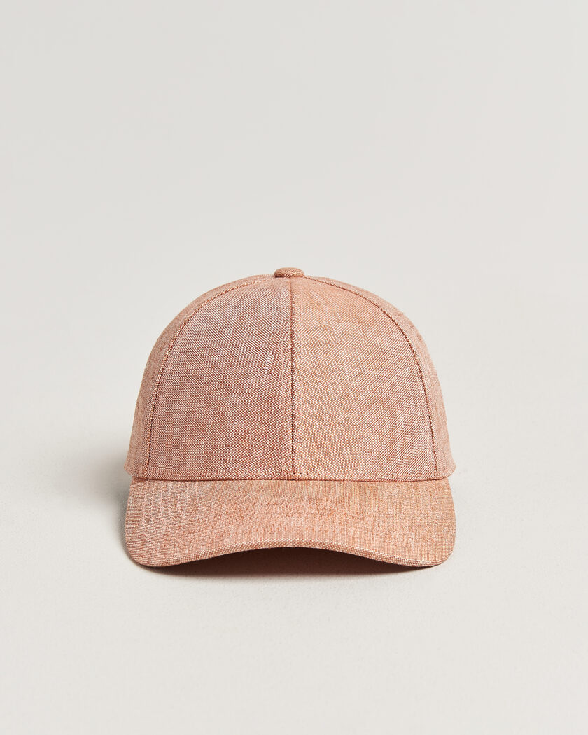 Varsity Headwear Linen Baseball Cap Pale Rust – Orange
