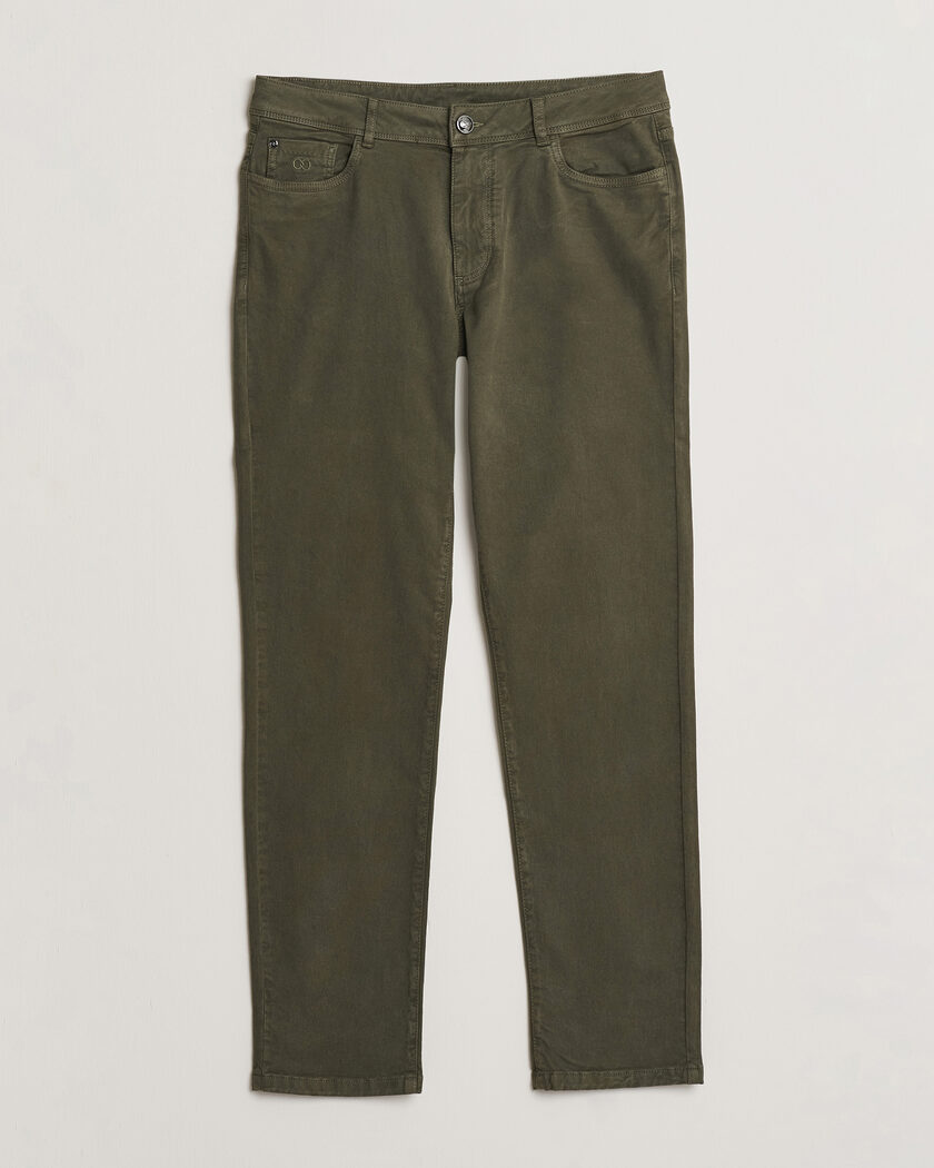 Oscar Jacobson Slim Fit 5-Pocket Chino Olive – Vert