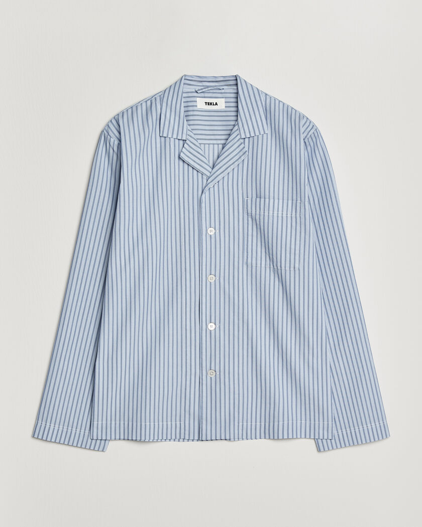 Tekla Fine Twill Pyjama Shirt Cooper Stripes – Bleu