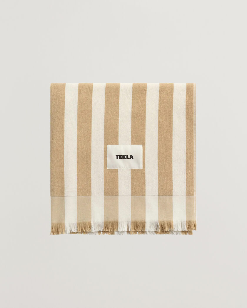 Tekla Organic Terry Beach Towel Almond Stripes – Multicolore
