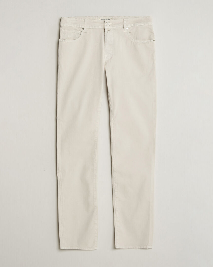Jacob Cohën Bard Garment Dyed Gabardine Trousers Off White – Wit