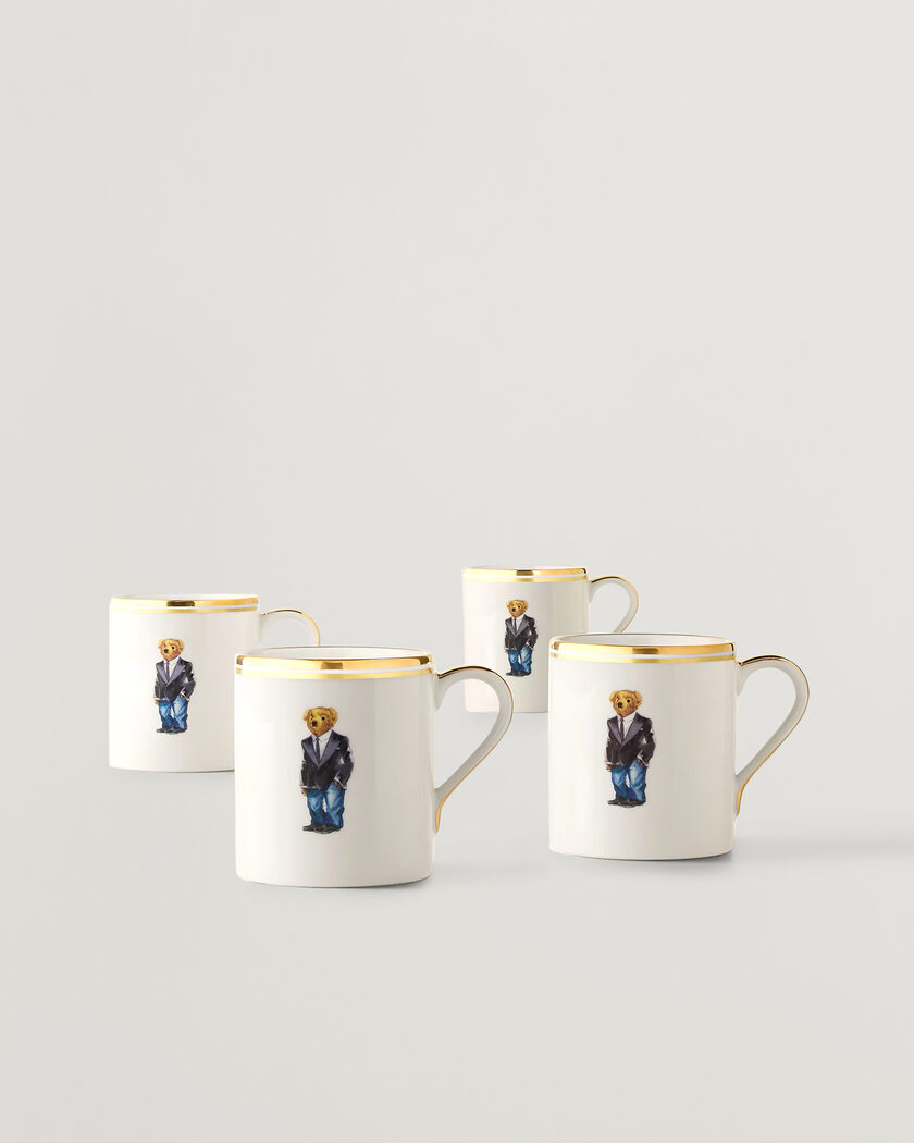 Ralph Lauren Home Wilshire Tuxedo Bear Mug Set White/Gold – Blanc