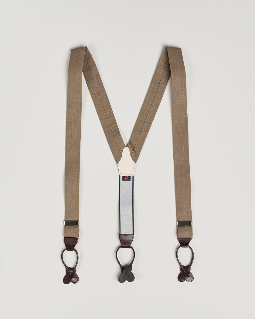 Albert Thurston Linen Braces Acorn Brown – Marron