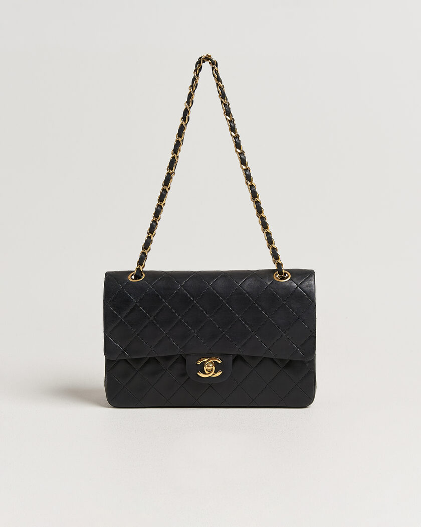 Chanel Pre-Owned Classic Medium Double Flap Bag Lambskin Black – Zwart