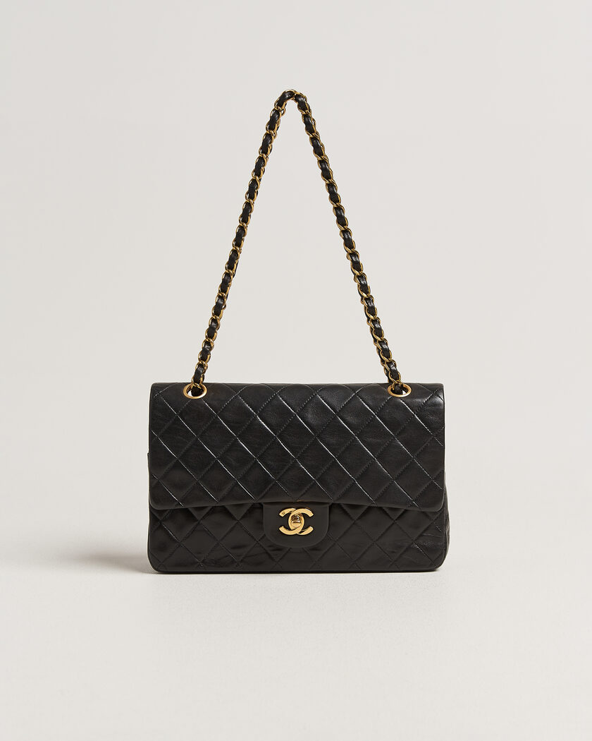 Chanel Pre-Owned Classic Medium Double Flap Bag Lambskin Black – Zwart