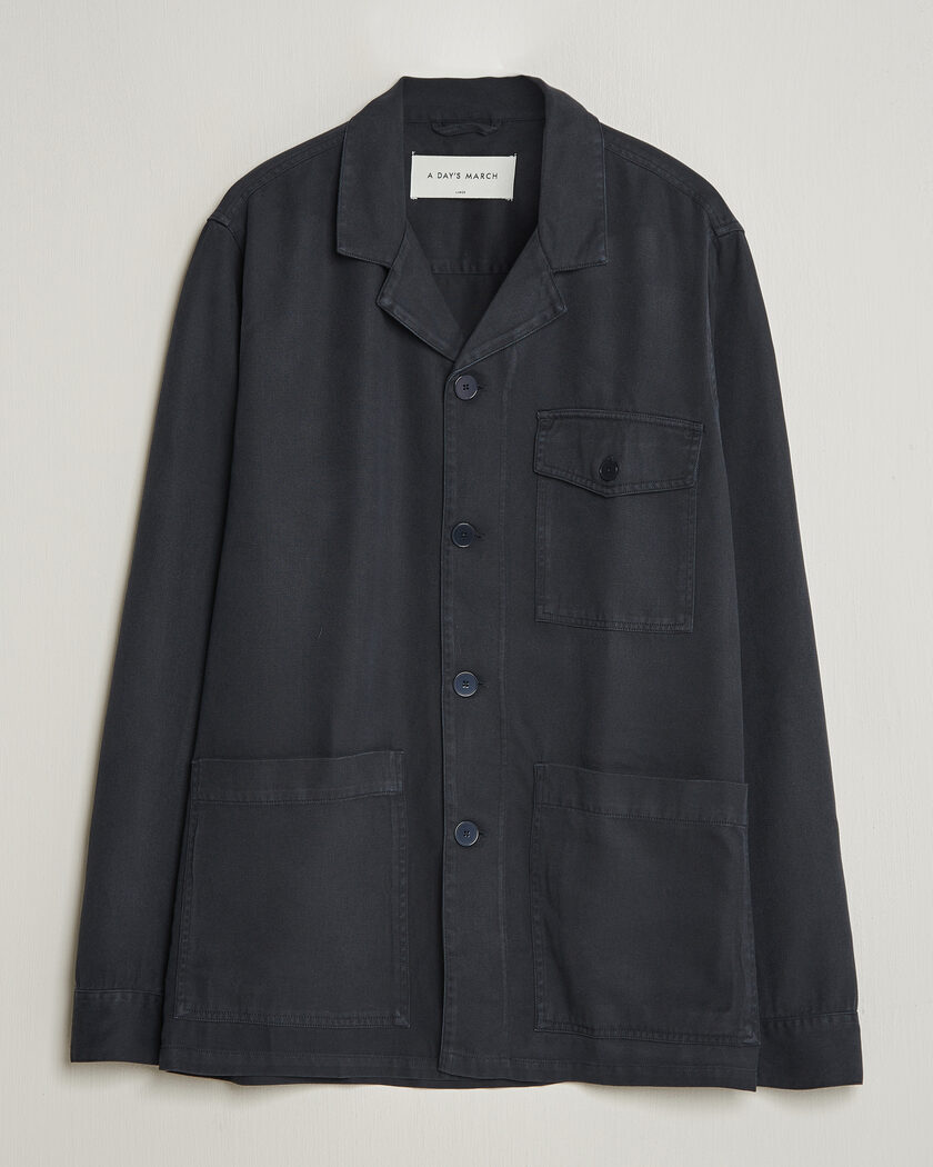 A Day's March Banagher Lyocell Overshirt Navy – Blauw