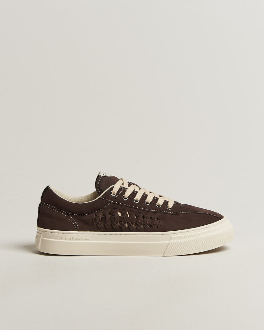 Stepney Workers Club Dellow 02 Woven Suede Sneaker Dark Brown – Marron
