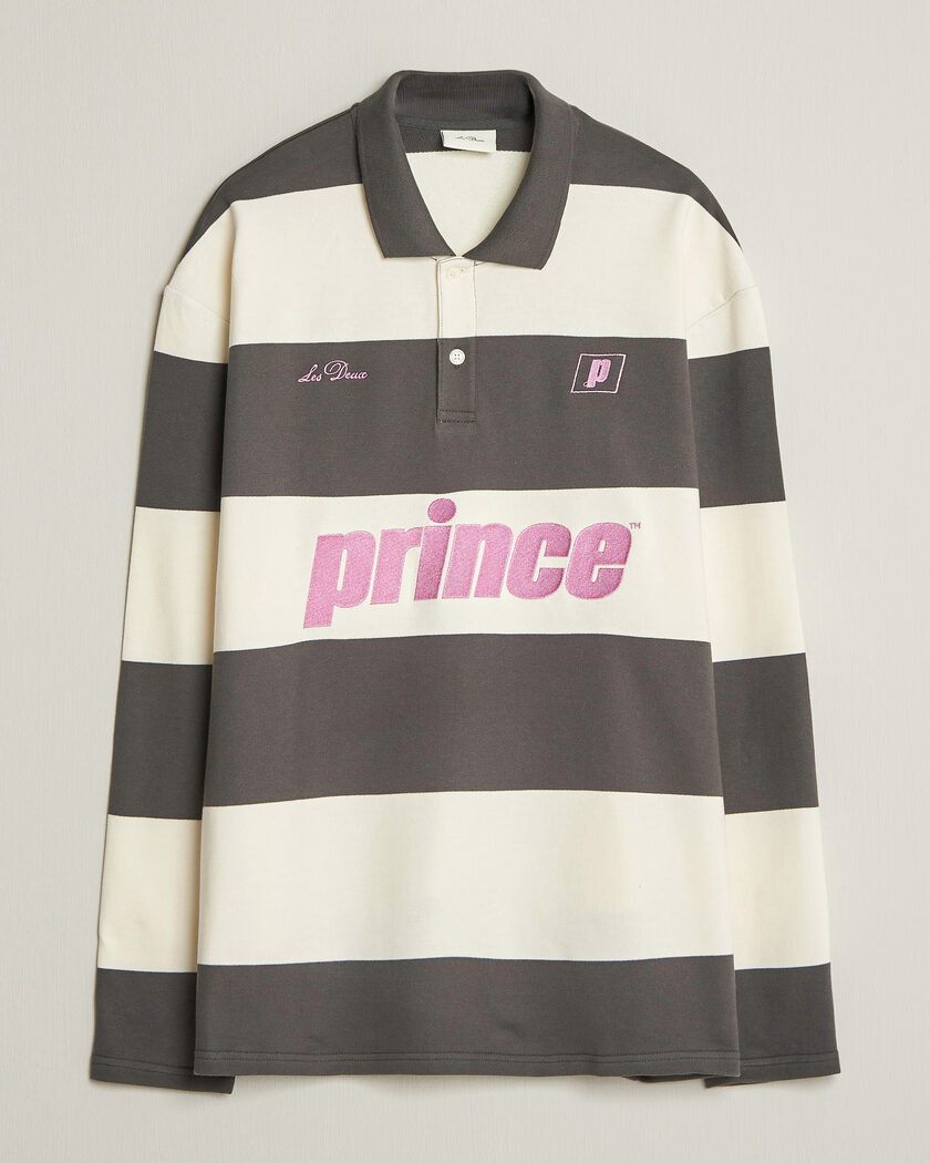 LES DEUX Prince Striped Long Sleeve Polo Raven Gray – Grijs