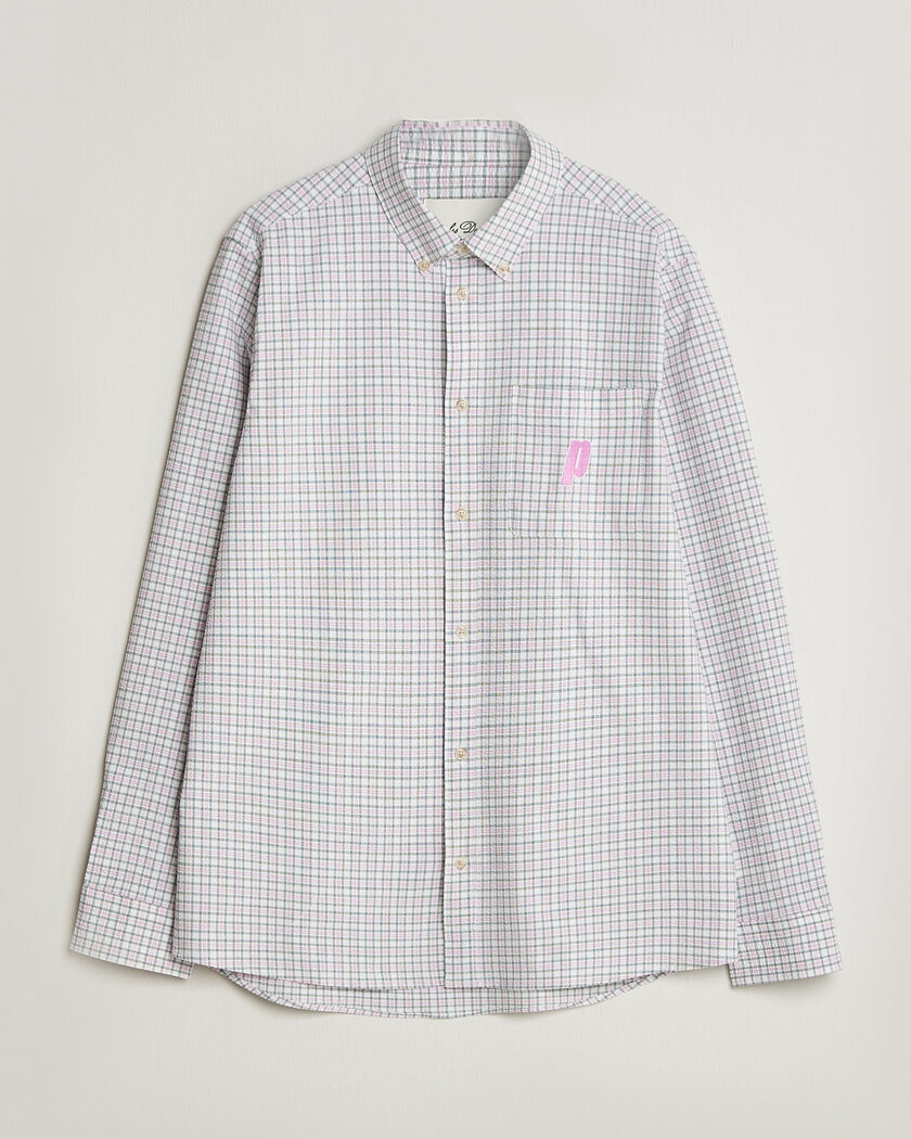 LES DEUX Prince Seersucker Check Shirt Ivory – Blanc