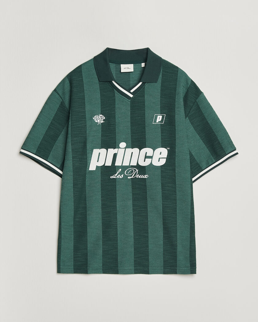 LES DEUX Prince Stripe Jaquard Polo Pineneedle Green – Vert
