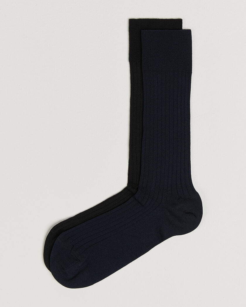 Myrqvist 2-Pack Axel Ribbed Cotton Sock Black/Navy – Meerkleurig