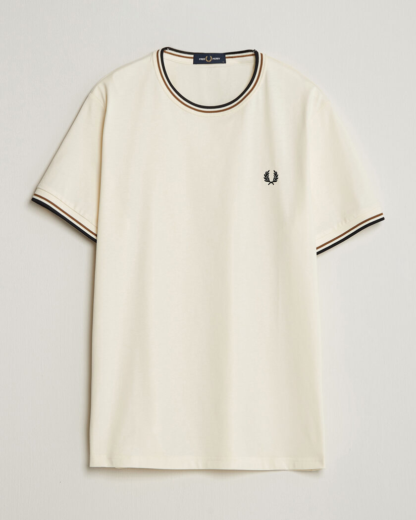 Fred Perry Twin Tipped T-Shirt Ecru – Wit