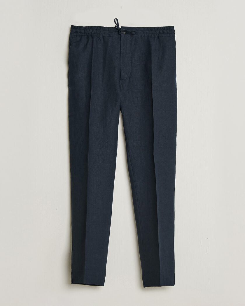 J.Lindeberg Soren Drape Linen Pants Navy – Blauw