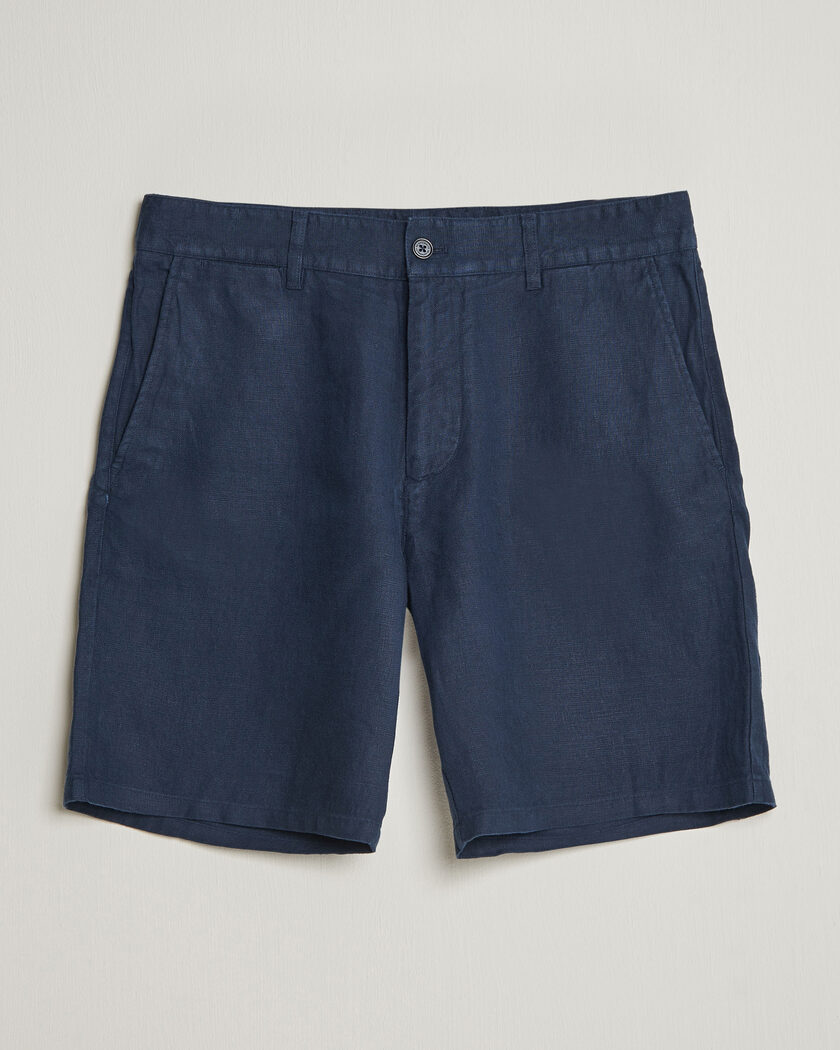 NN07 Aden Linen Shorts Navy Blue – Blauw