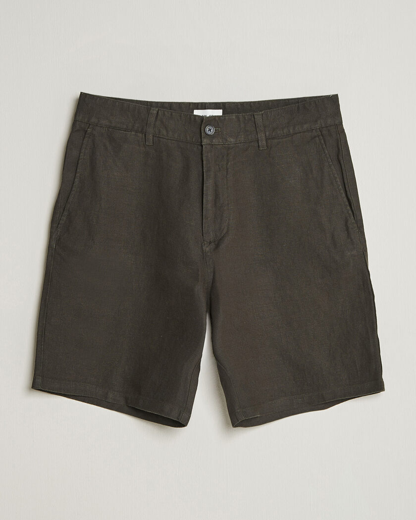 NN07 Aden Linen Shorts Dark Army – Vert