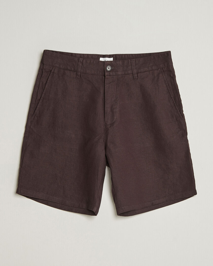 NN07 Aden Linen Shorts Dusky Port – Marron