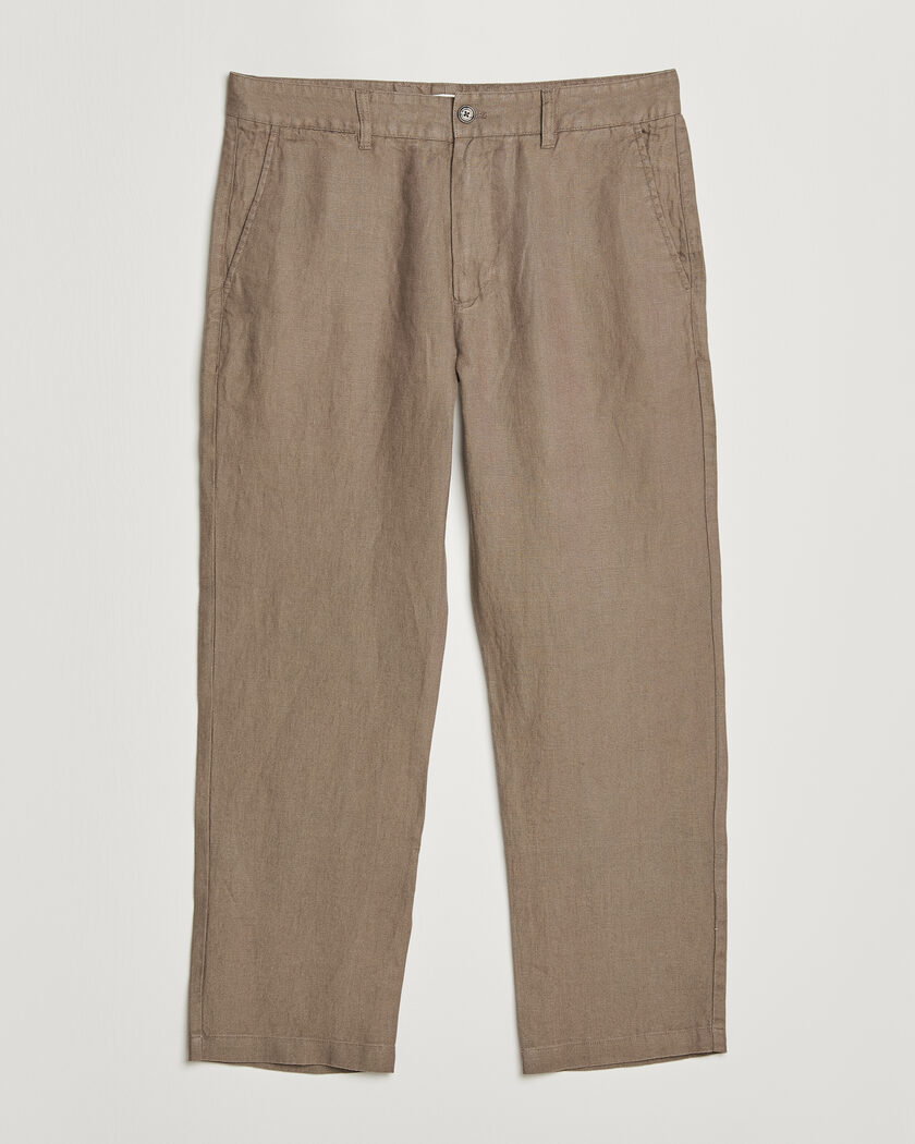 NN07 Aden Regular Fit Linen Trousers Clay Mirage – Marron
