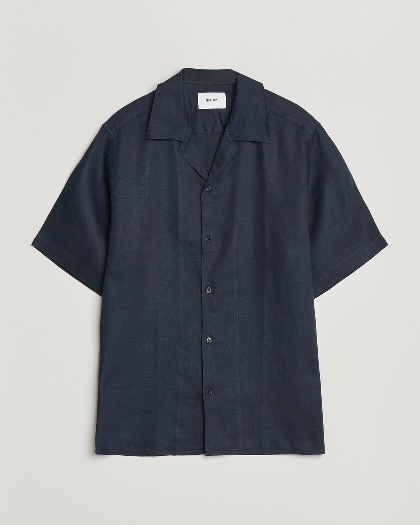 NN07 Julio Linen Resort Shirt Navy Blue – Bleu
