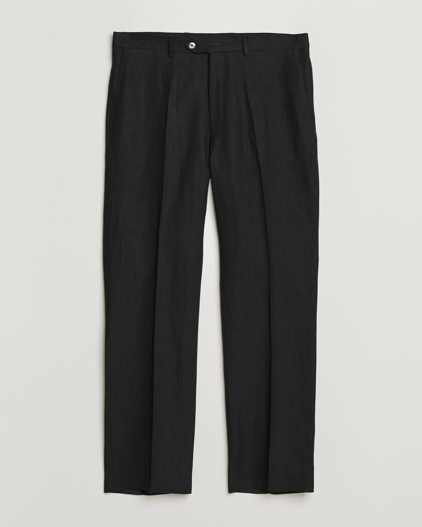 Oscar Jacobson Dell S Linen Trousers Black – Zwart
