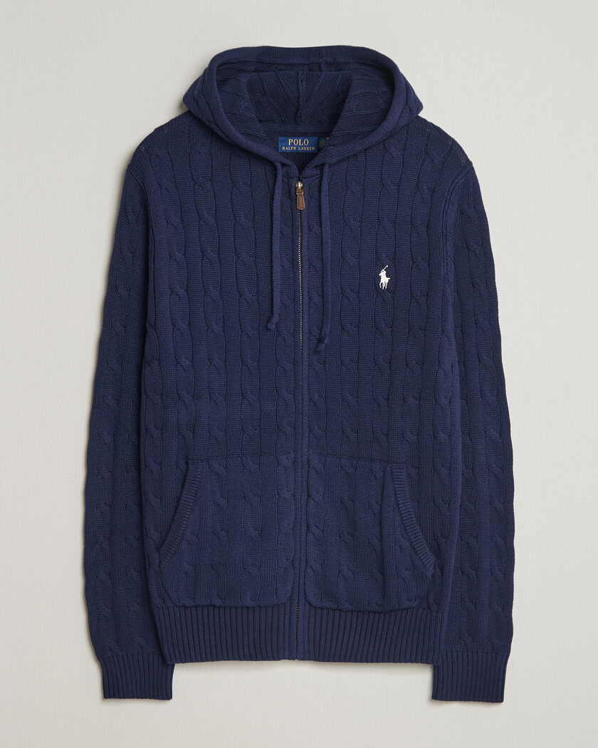 Polo Ralph Lauren Knitted Full Zip Sweater Bright Navy – Bleu