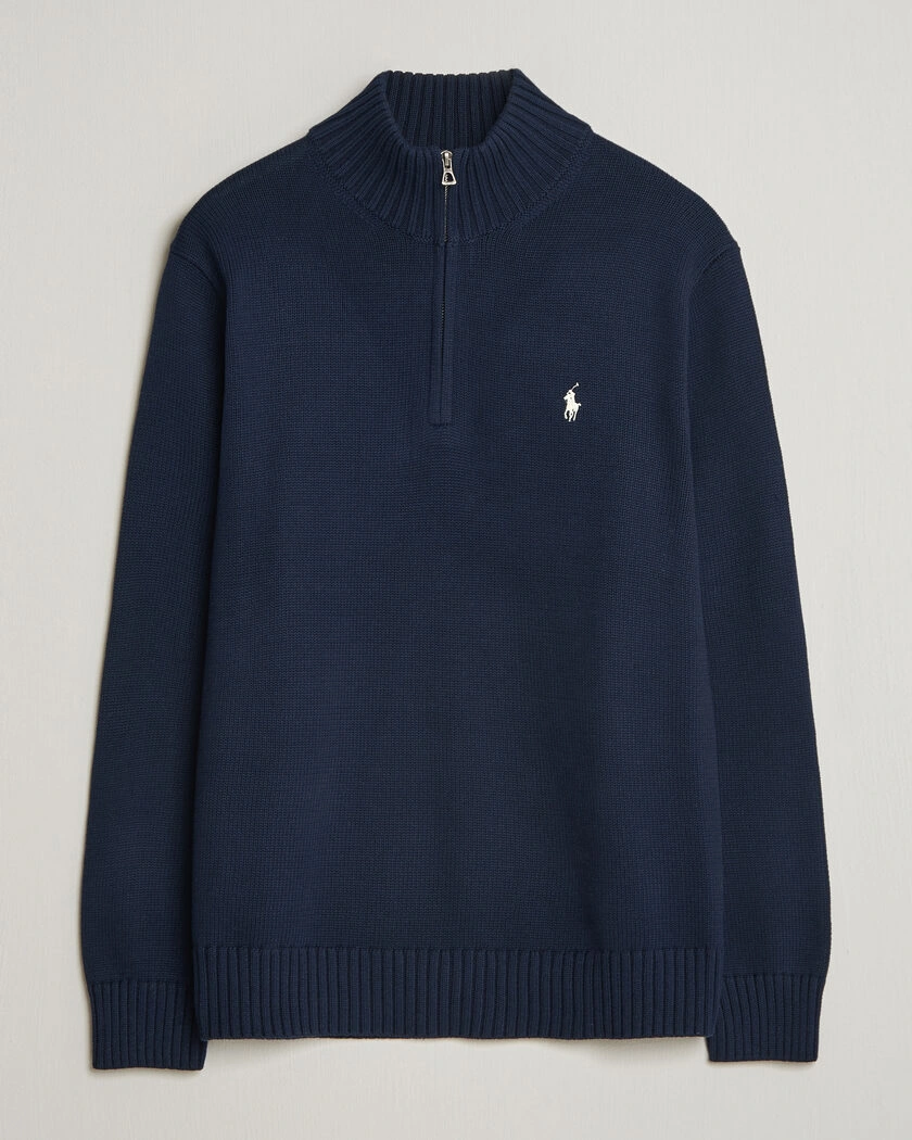 Polo Ralph Lauren Cotton Crew Neck Half-Zip Hunter Navy – Blauw