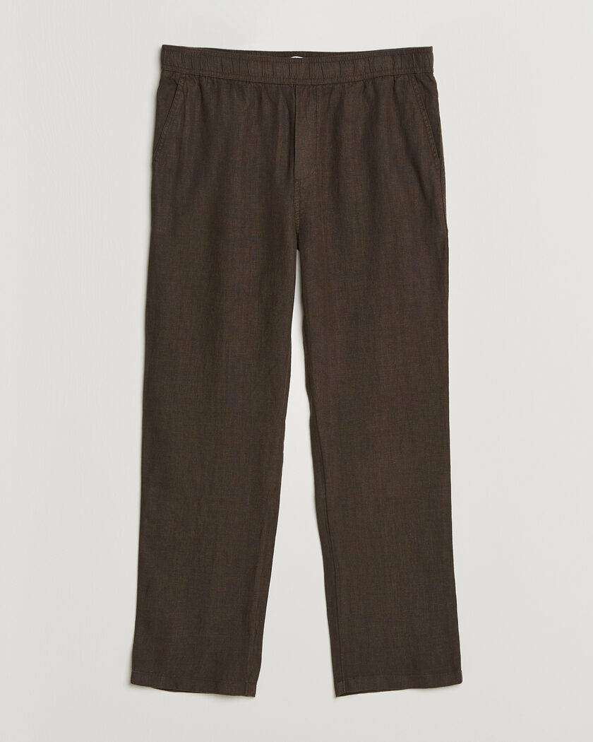 Samsøe Samsøe Jabari Linen Drawstring Trousers Turkish Coffee – Marron