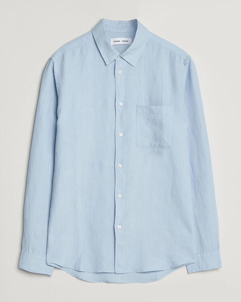 Samsøe Samsøe Liam Linen Shirt Windsurfer – Bleu