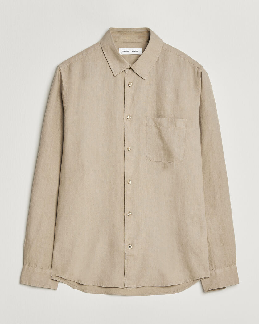 Samsøe Samsøe Liam Linen Shirt Aluminum – Beige