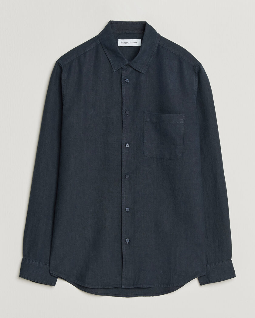 Samsøe Samsøe Liam Linen Shirt Salute Navy – Bleu
