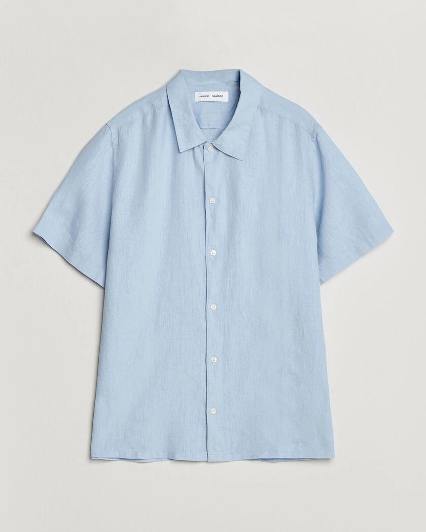 Samsøe Samsøe Avan Linen Short Sleeve Shirt Windsurfer – Bleu