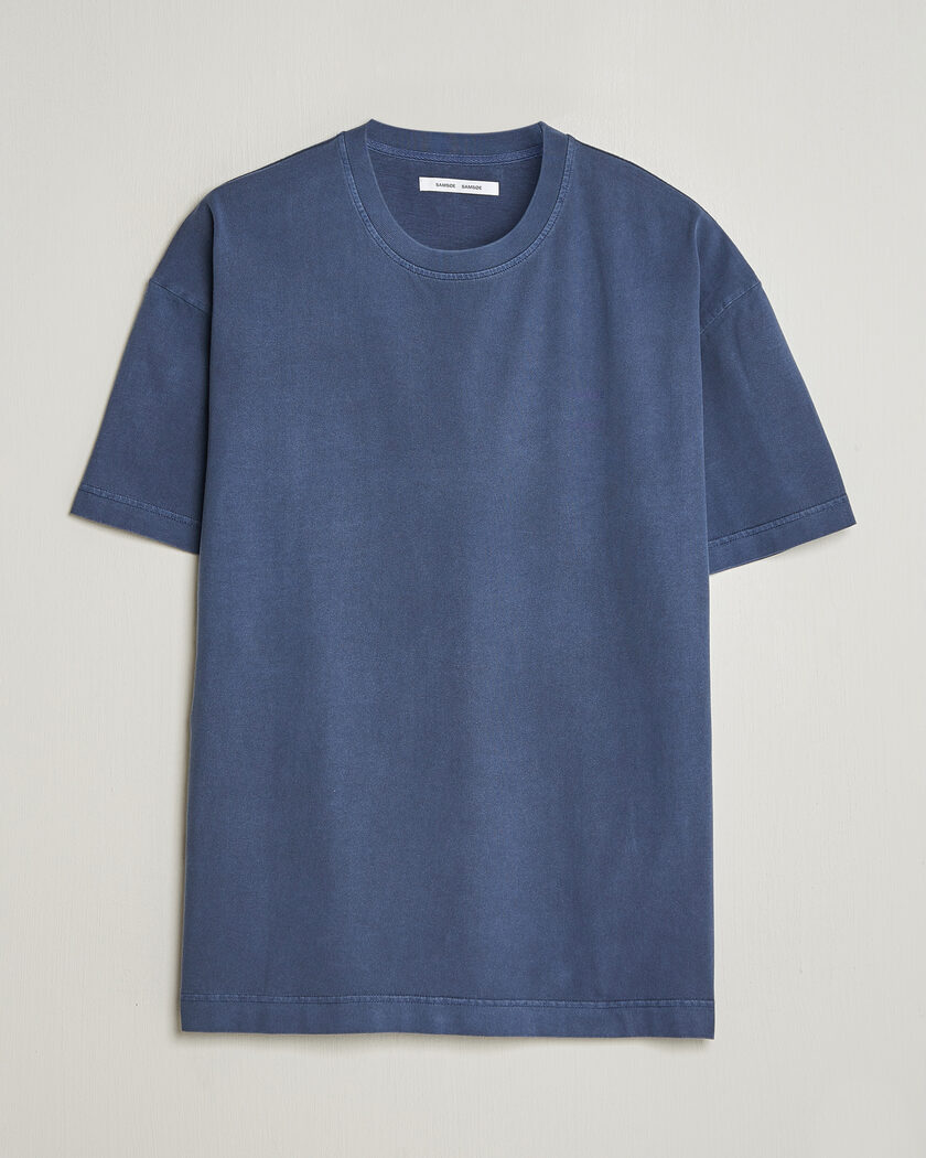 Samsøe Samsøe Joel Organic Washed Cotton T-Shirt Salute Navy – Blauw