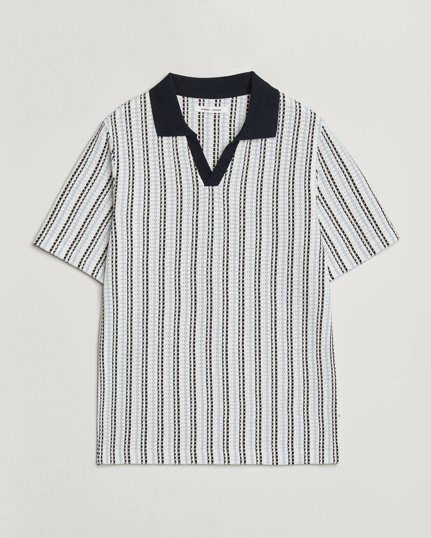 Samsøe Samsøe Mac Striped Knitted Polo Blue/White – Blauw
