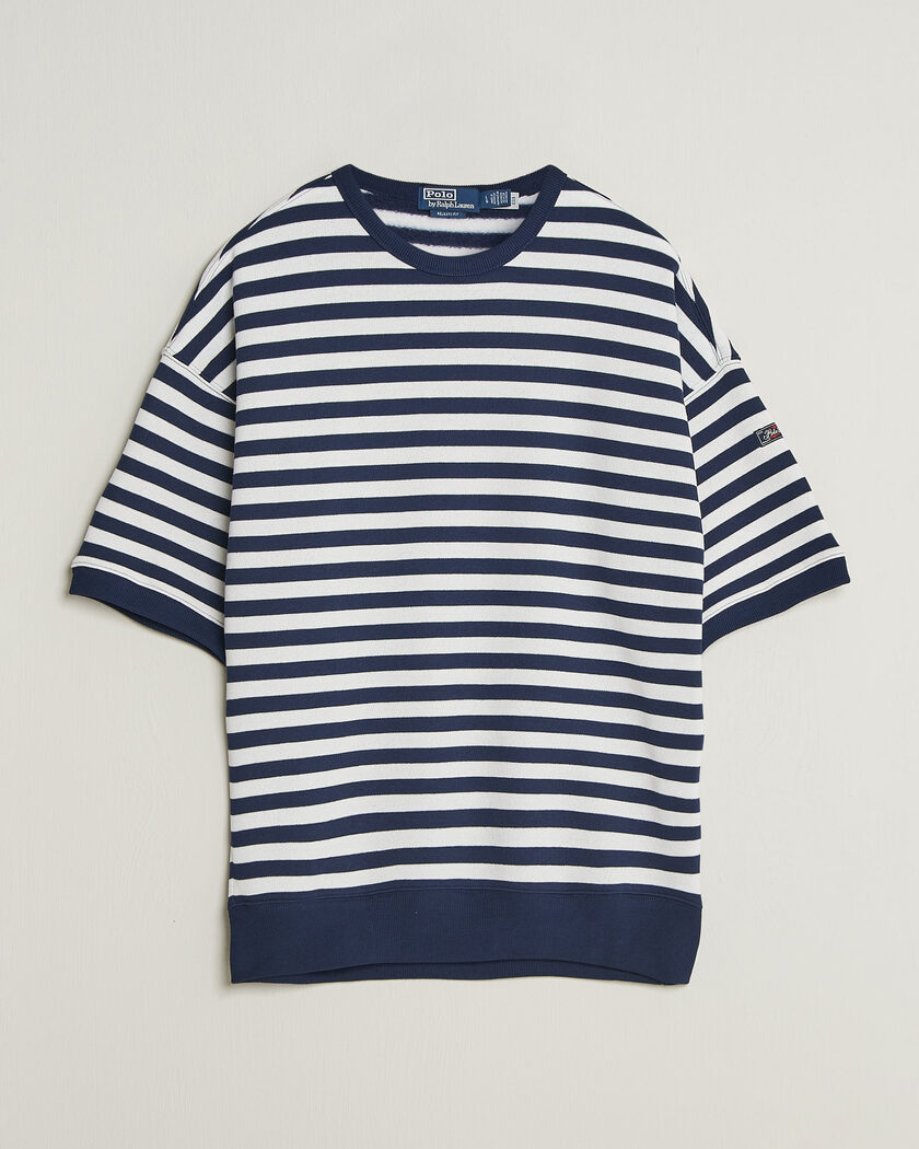 Polo Ralph Lauren Striped Short Sleeve Sweater Newport Navy/White – Blauw